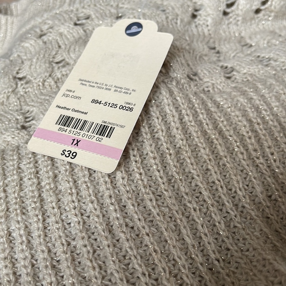 NWT ST JOHNS BAY CREAM/GOLD ROUND NECK SWEATER SZ 1X - Picture 10 of 10